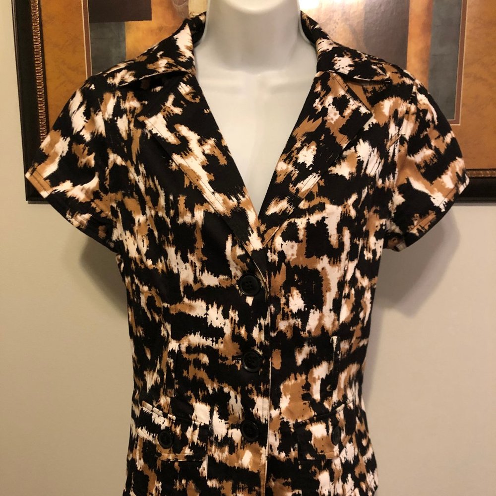 Animal Print Short Sleeve Jacket Size S
